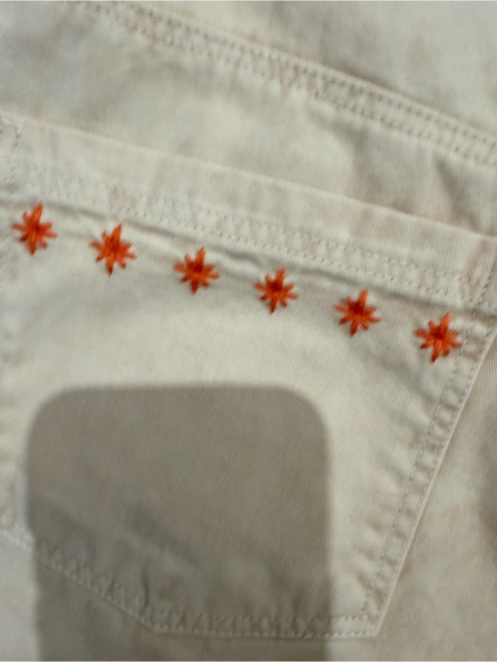 Agua Bendita Cream Bermuda Shorts with Pink & Green Floral Embroidery - Picture 9 of 16